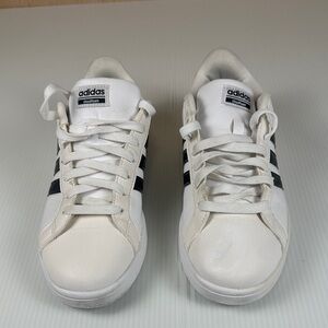 Adidas Men's White and Black Striped Sneakers